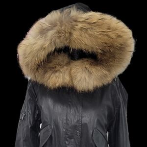 SAM. New York Black Aviator Military Style Jack Real Raccoon Hood